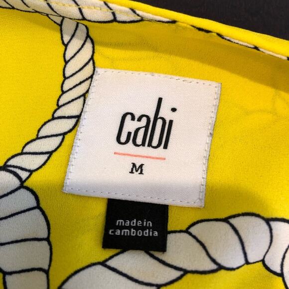 Cabi yellow and white anchor rope print tie front top size Medium #5707 - Picture 8 of 15